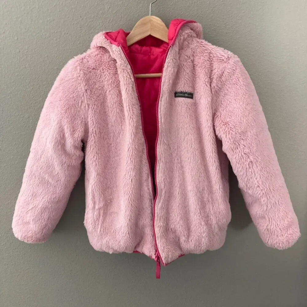 Eddie Bauer Reversible Deer Harbor Hooded Jacket - Pink Purple Ombre - M 10/12